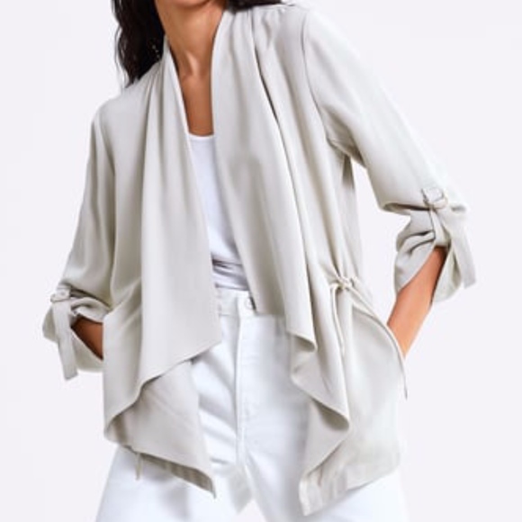Zara Jackets & Blazers - Zara Cream Open Front Drawstring Drape Jacket XS